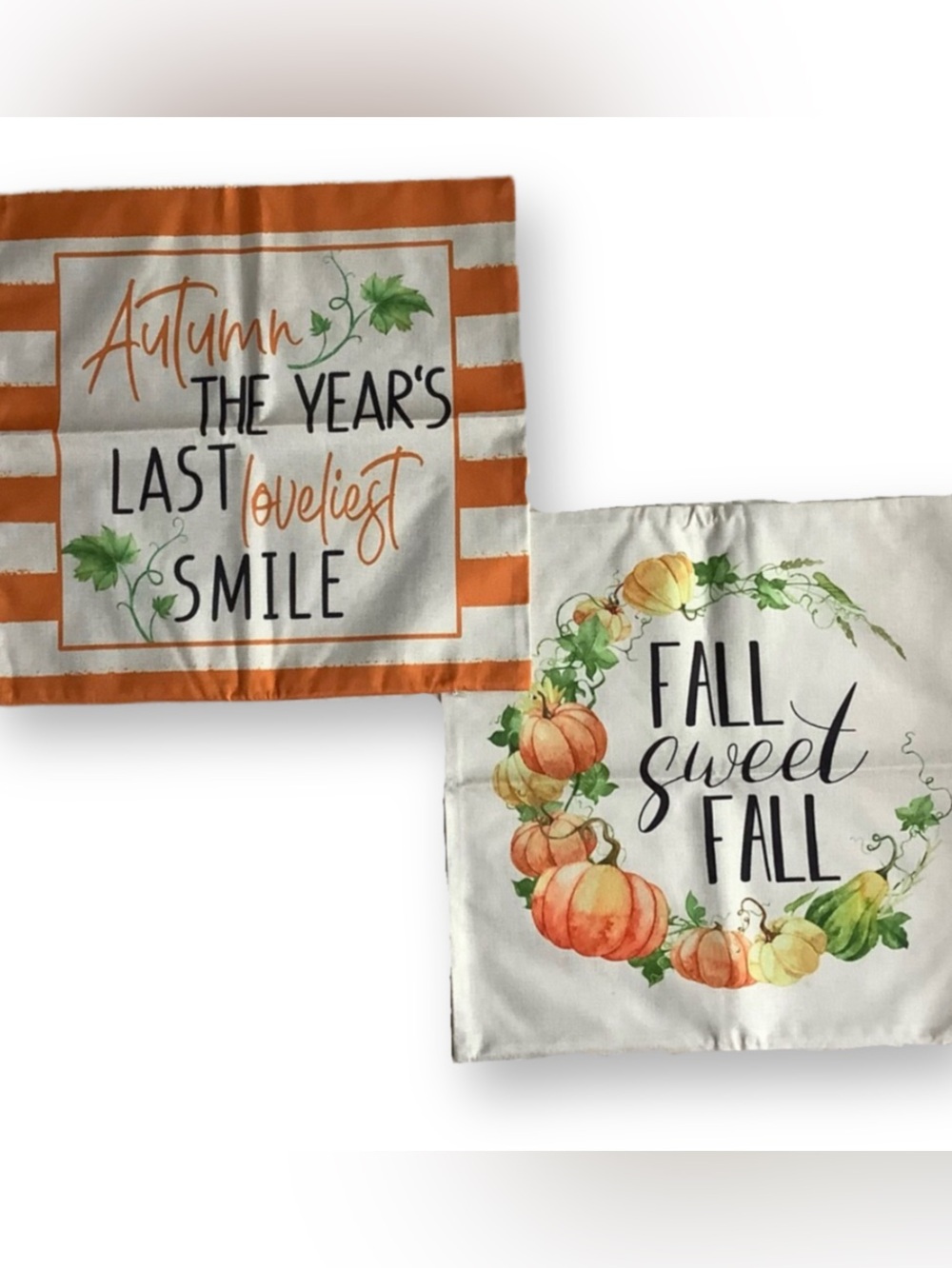 Decorative Fall Autumn Pillow Covers Set of 2 Fall Sweet Fall and Autumn